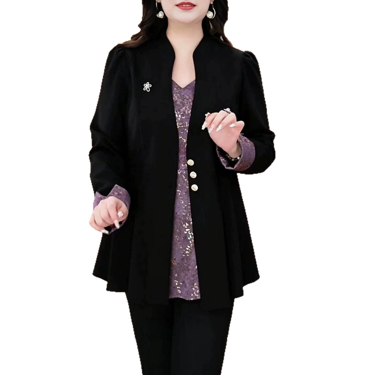 Manteau noir élégant ajusté pour un style quotidien