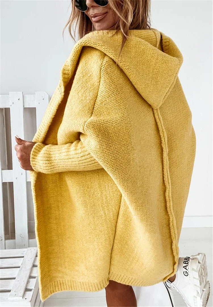 Cárdigan con Capucha de Manga Murciélago para Mujeres