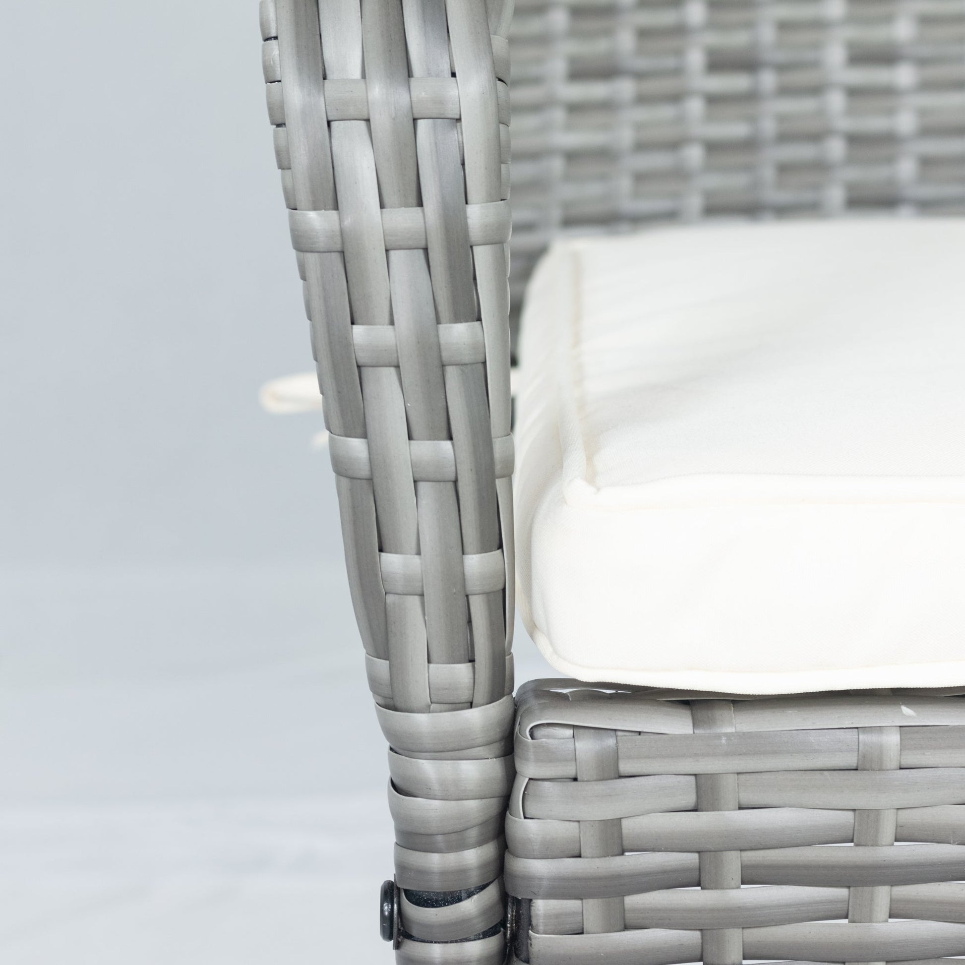 3 Piece Patio Wicker Conversation Set Grey Wicker + white Cushion - Korvel