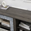 Mantel Stone modern entertainment console, manually stacked stone surrounds open storage space, gray - Korvel