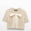 Elegant Transparent Knitted Bolero Jacket with Bow Detail