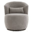 Grey Plush Swivel Accent Chair - Contemporary Round Armchair with 360° Rotation and Metal Base for Living Room Elegance - Korvel