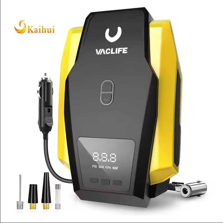 Tire Inflator Portable Air Compressor Pump for Car Tires (up to 50 PSI) 12V DC Tire Pump for Bikes (up to 150 PSI)  LED Light - Korvel