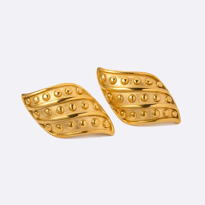 18K Gold-Plated Stainless Steel Stud Earrings - Korvel