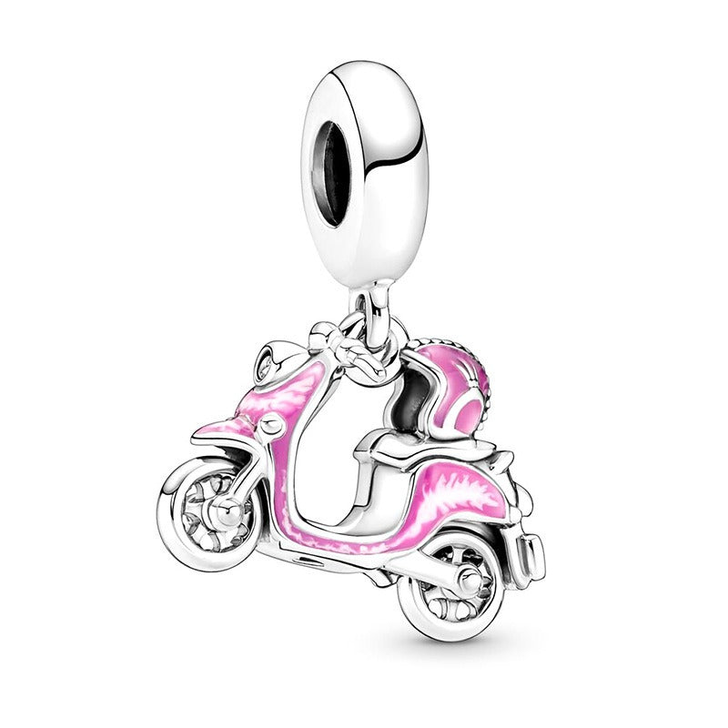 S925 sterling silver eternal confession double surround heart small motorcycle DIY accessories - Korvel