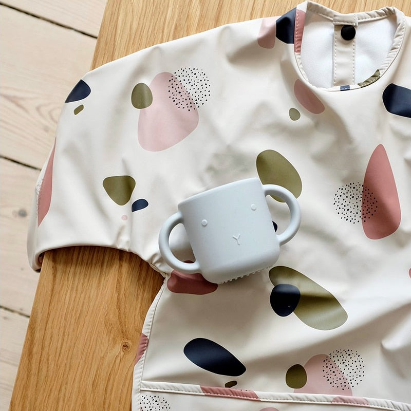Baby Bibs Waterproof Infant Eating Bib with Pocket Children Drawing Machine Washable Long Sleeve Apron Kid Burp Cloth Baby Stuff - Korvel