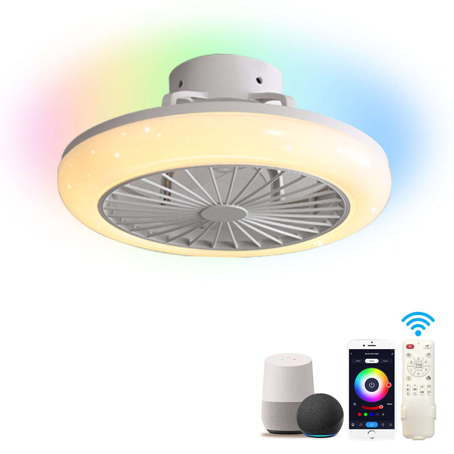 18" Smart LED Bladeless Ceiling Fan with Remote Control