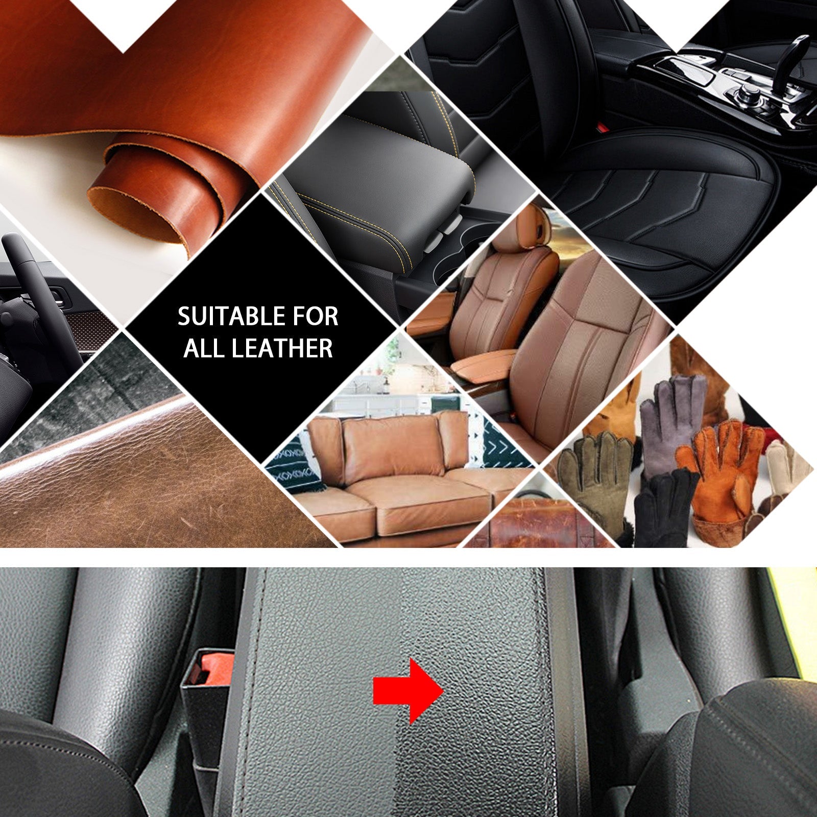 Automotive Leather Polish, Car Interior Leather Seat Leather Maintenance Refurbishment Decontamination Cleaning Agent - Korvel