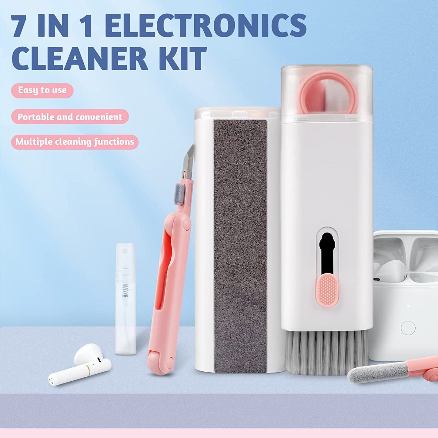 7 in 1 Multifunctional Cleaning Kit Keyboard Cell Phone Screen Cleaning Artifact Bluetooth Headset Mini Cleaning Pen - Korvel