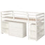Low Study Twin Loft Bed with Cabinet and Rolling Portable Desk - White (OLD SKU :LP000113AAK) - Korvel