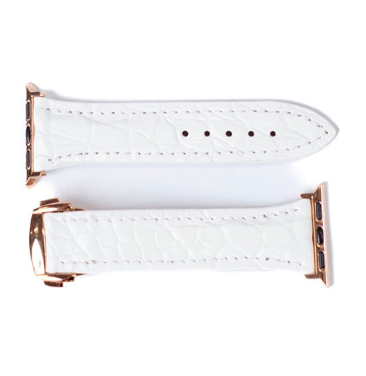 Correa de Apple Watch de Cocodrilo Blanco Mate