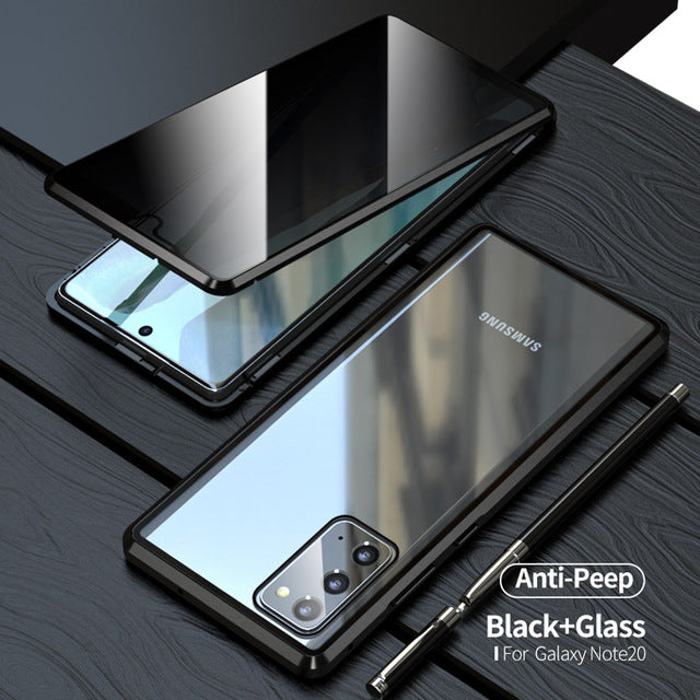 For Samsung Note20U Anti Peeping Privacy Glass Case Protect Phone Case S21Ultra Magnetic S21 Metal Cover - Korvel