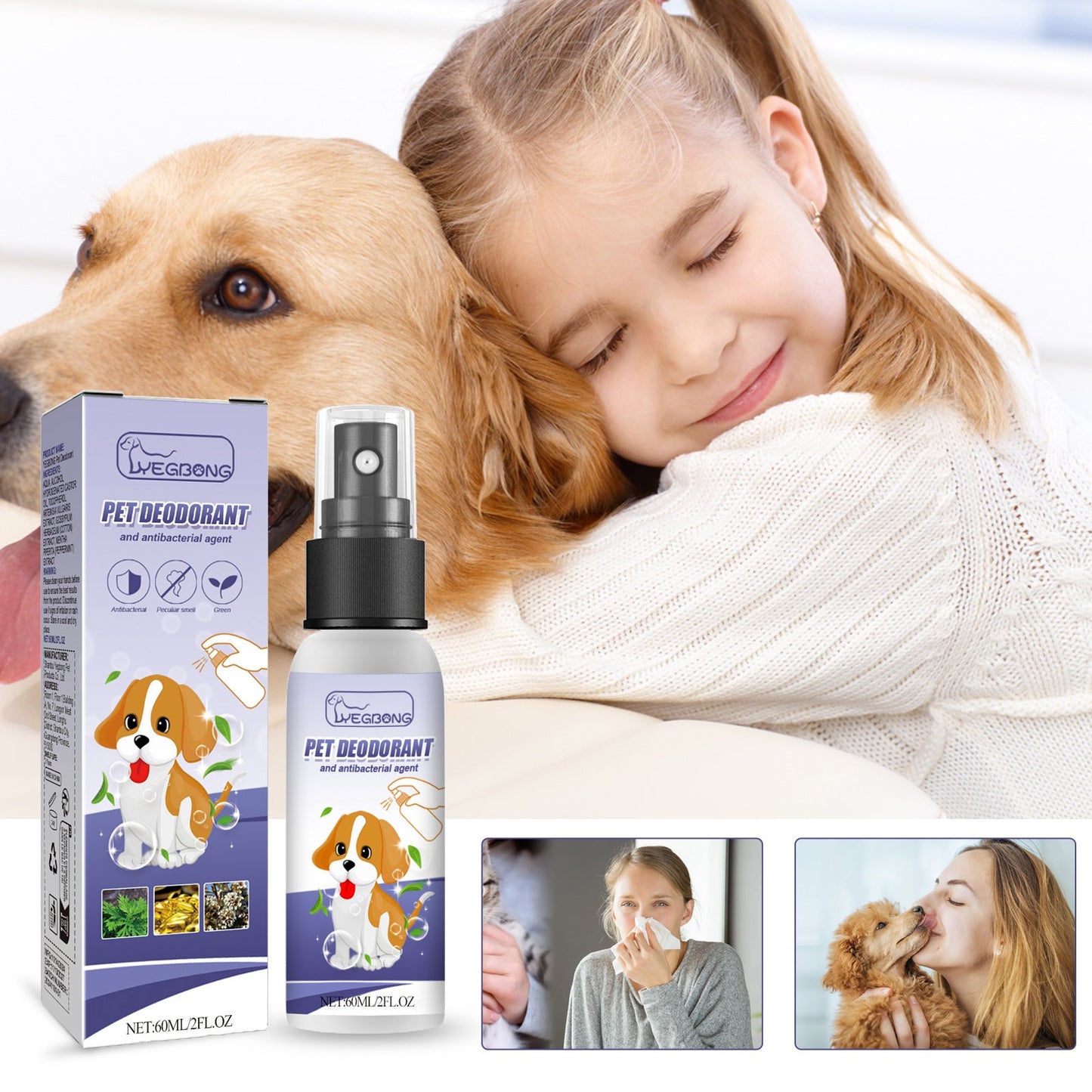 Pet Deodorant Spray for Cats and Dogs - Eliminates Odors, Urine Smell, Body Odor, and Feces Odor, Air Freshener Mist - Korvel