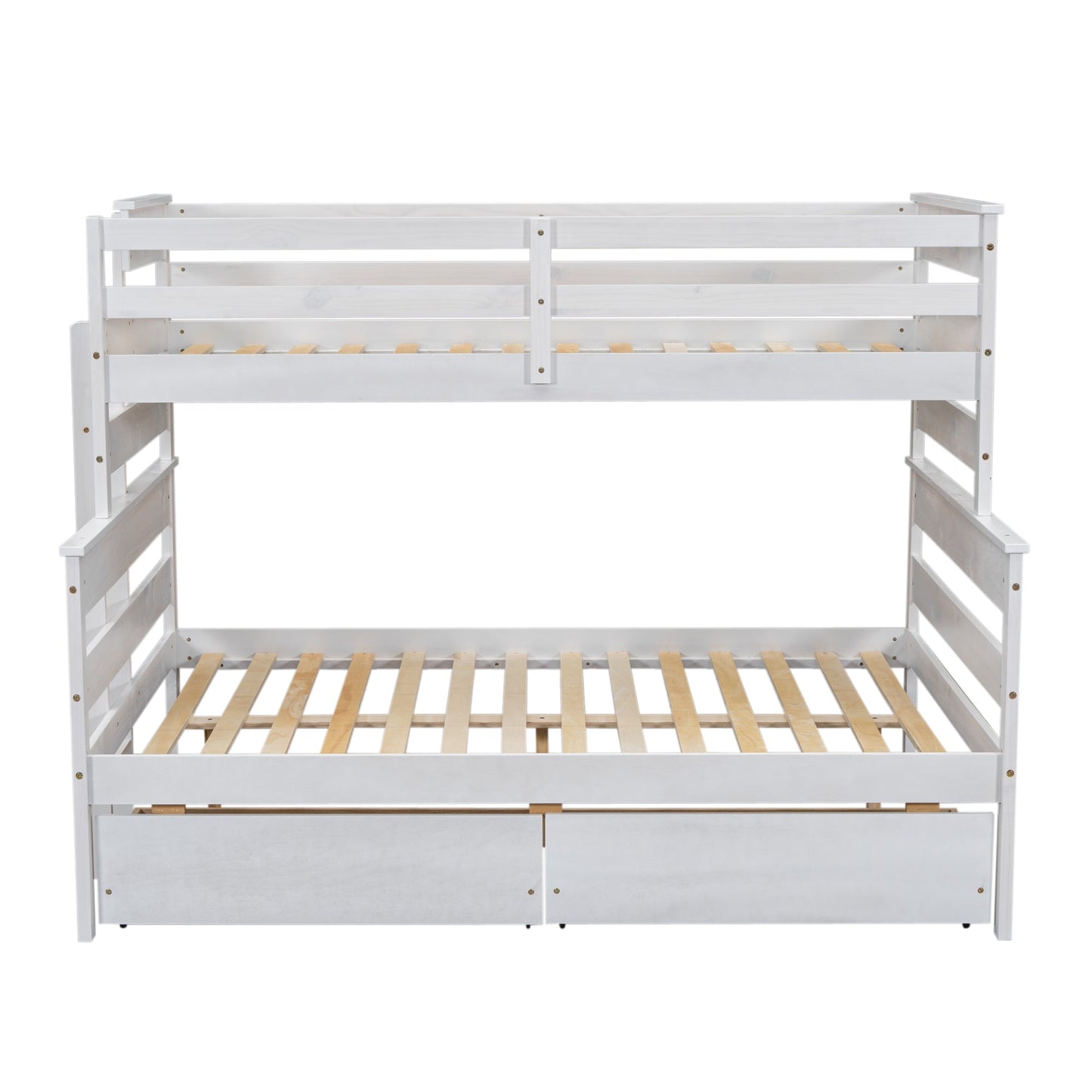 Wood Twin over Full Bunk Bed with 2 Drawers  White - Korvel