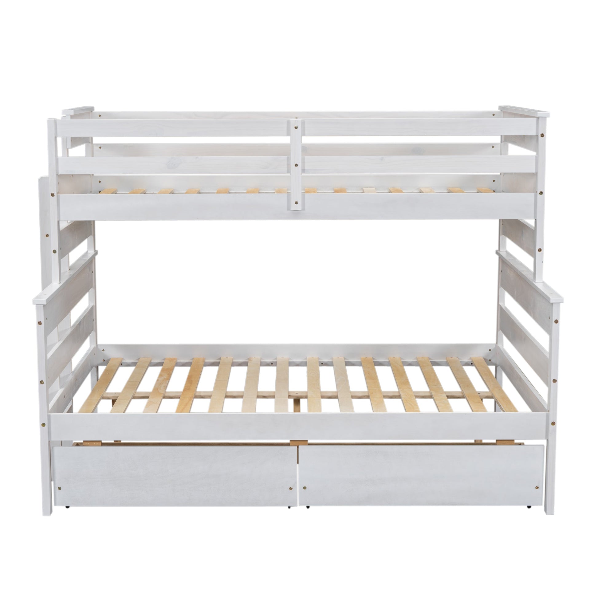 Wood Twin over Full Bunk Bed with 2 Drawers  White - Korvel