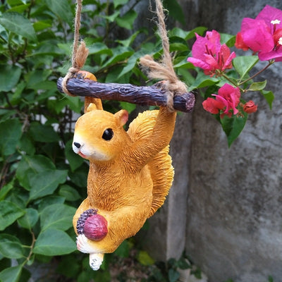 Charming Squirrel Resin Pendant for Garden Decor