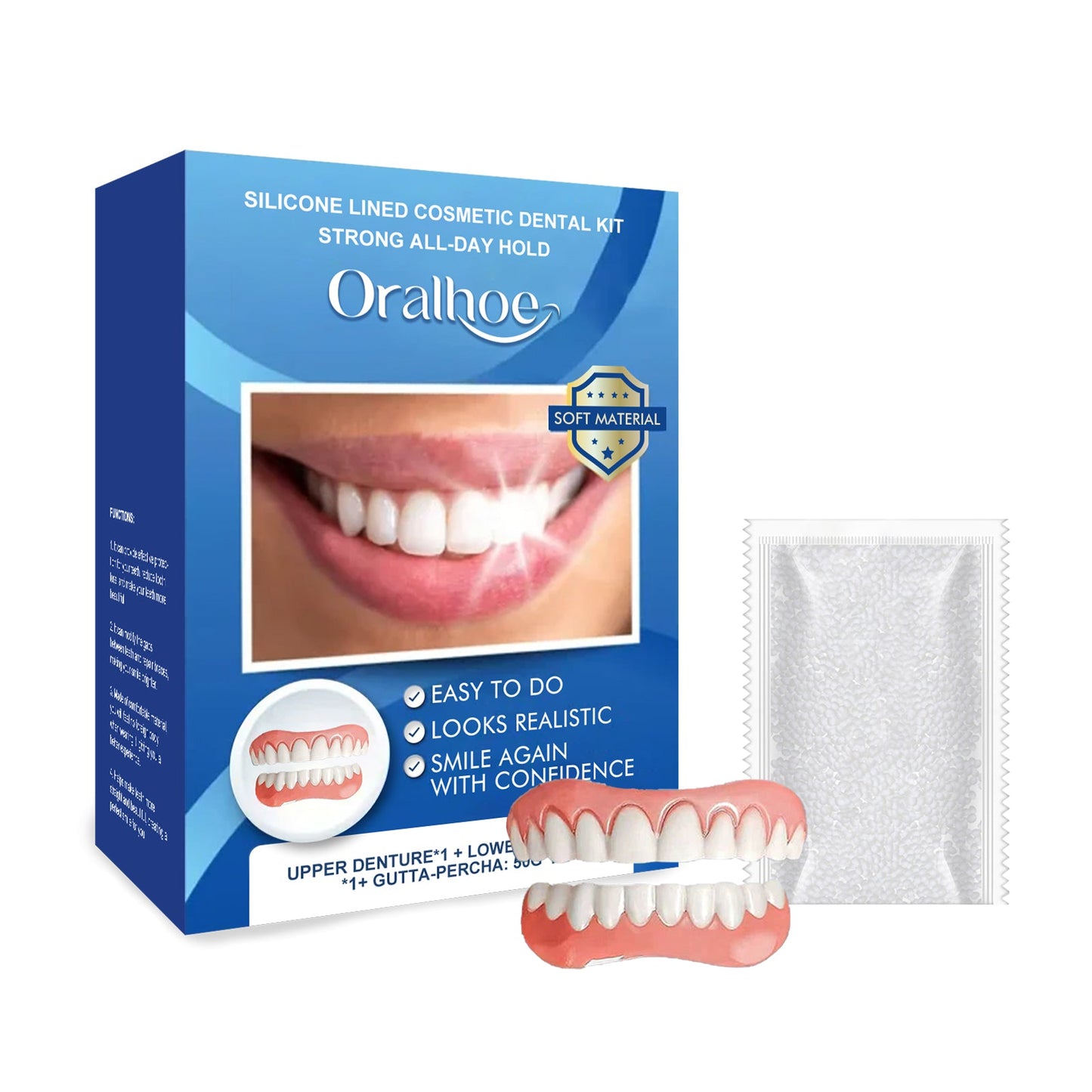 Cosmetic Dentures, Dental Cosmetic Sets To Enhance Smile Appearance Comfortable Material Dentures - Korvel