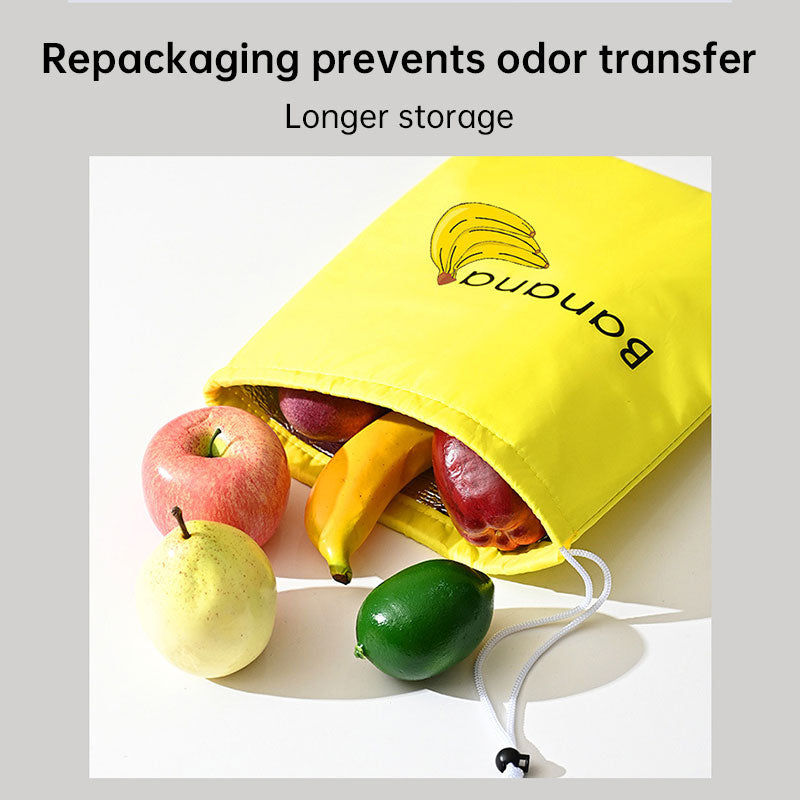Insulated bag for keeping fresh: reusable storage organizer for bananas, lettuce and vegetables (drawstring closure) - Korvel