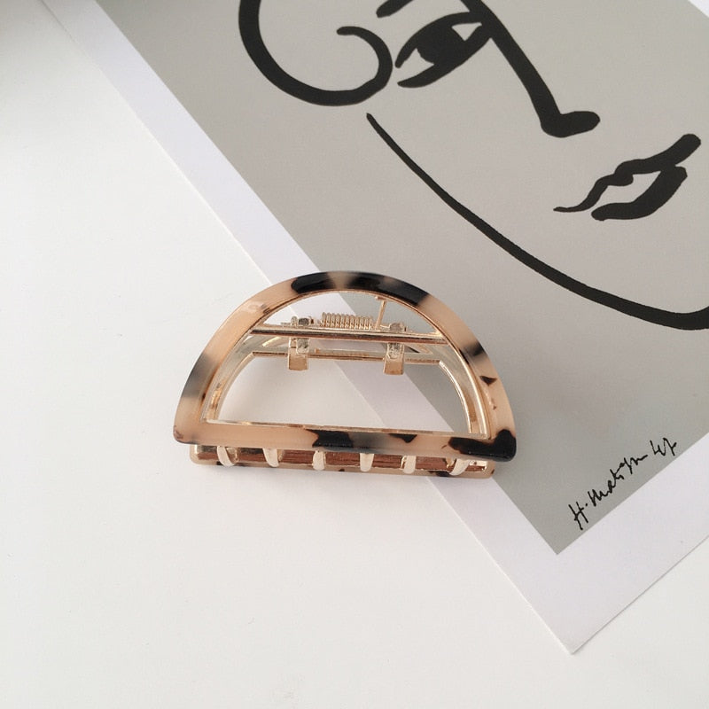 Chic Geometric Acetate Hair Claw Clamps Metal Hair Crab Women Girls Hair Clip Leopard Hairpin Hair Crab Hair Accessories - Korvel