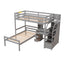 Cama loft tamaño twin con escalera de almacenamiento y escritorio - Gris