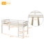 Low Study Twin Loft Bed with Cabinet and Rolling Portable Desk - White (OLD SKU :LP000113AAK) - Korvel