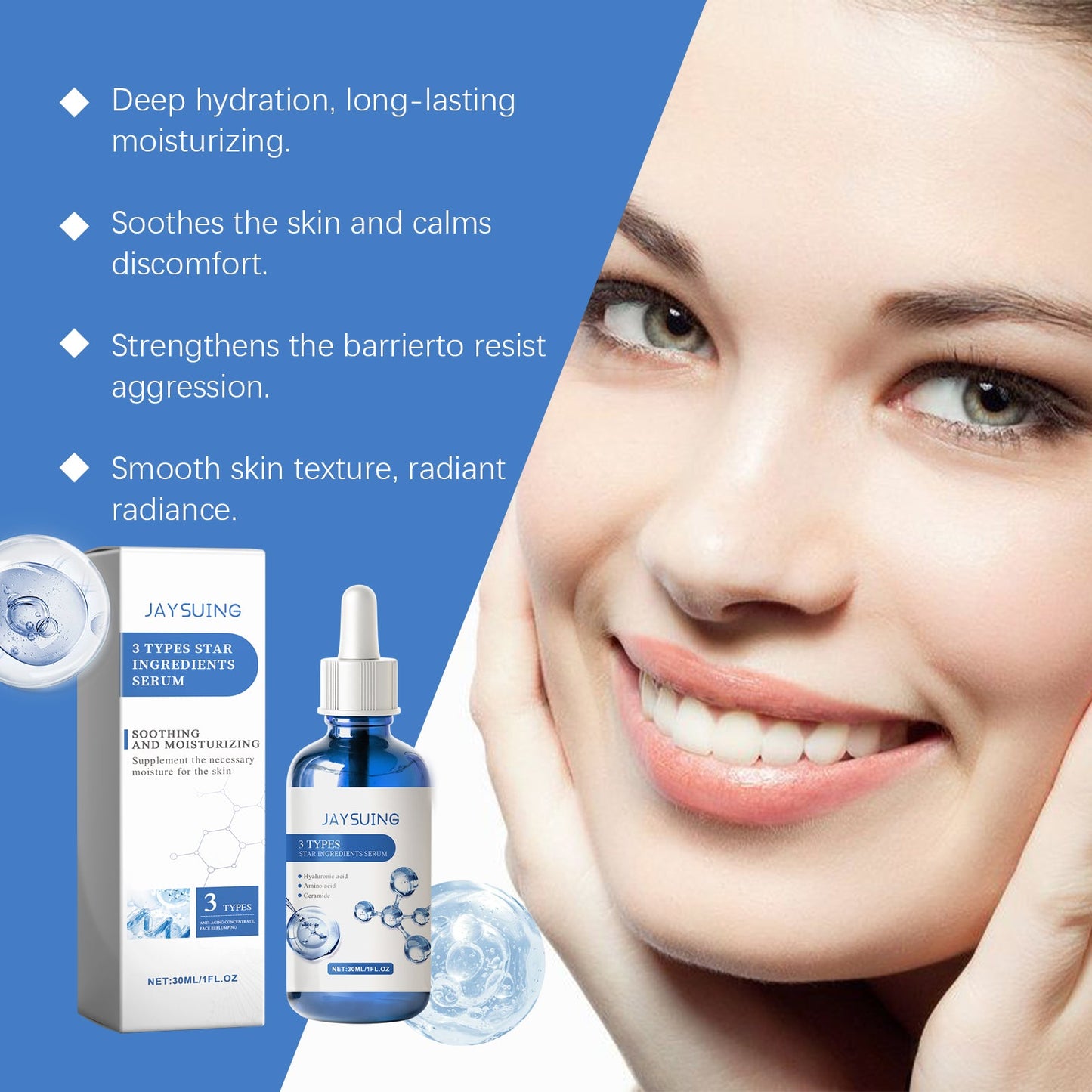 3 In 1 Soothing And Hydrating Serum Hydrates And Moisturizes Skin Hydrating, Refreshing And Long-Lasting Serum - Korvel
