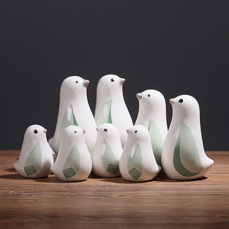 Home decoration small accessories Nordic creative cute ceramic bird ornaments Home living room Wine cabinet Room decoration - Korvel