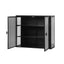 27.56"Glass Doors Modern Two-door Wall Cabinet with Featuring Three-tier Black - Korvel