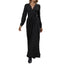 Lace V-neck Bow Print Long Sleeve Dress - Korvel