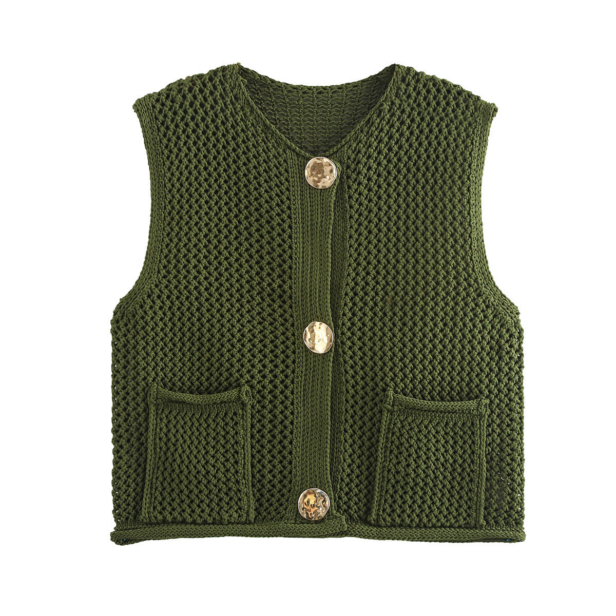 Versatile Crochet Hollow Vest in Solid Colors
