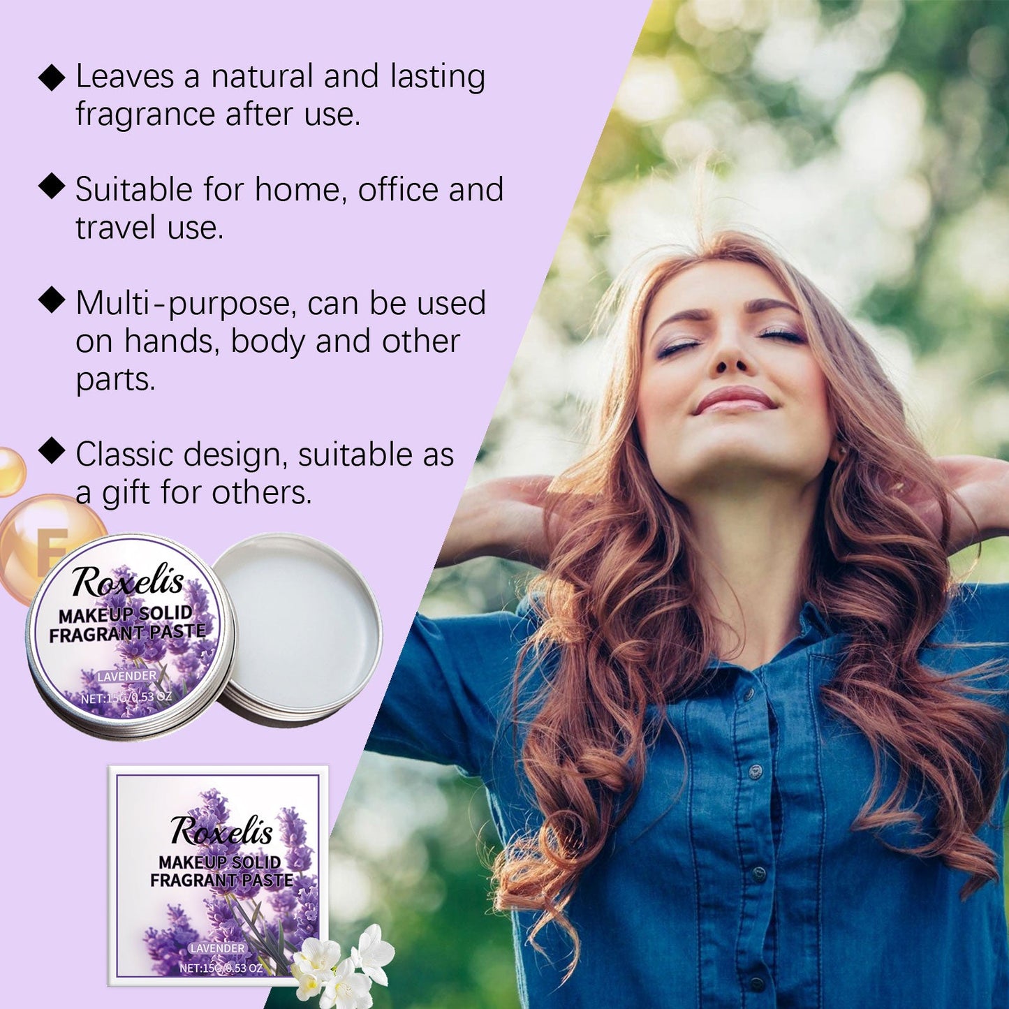 Solid Lavender Balm Natural Elegant Wrist Neck Long-Lasting Light Fragrance Refreshing Atmosphere Pocket Balm - Korvel