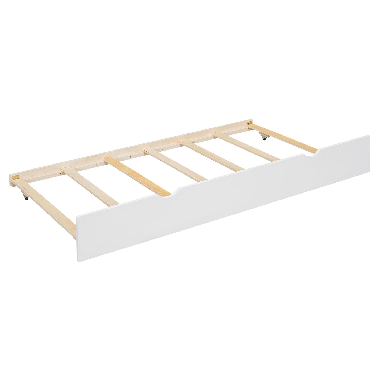 Twin over Twin House Bunk Bed with Trundle and Slide Storage Staircase Roof and Window Design  White - Korvel