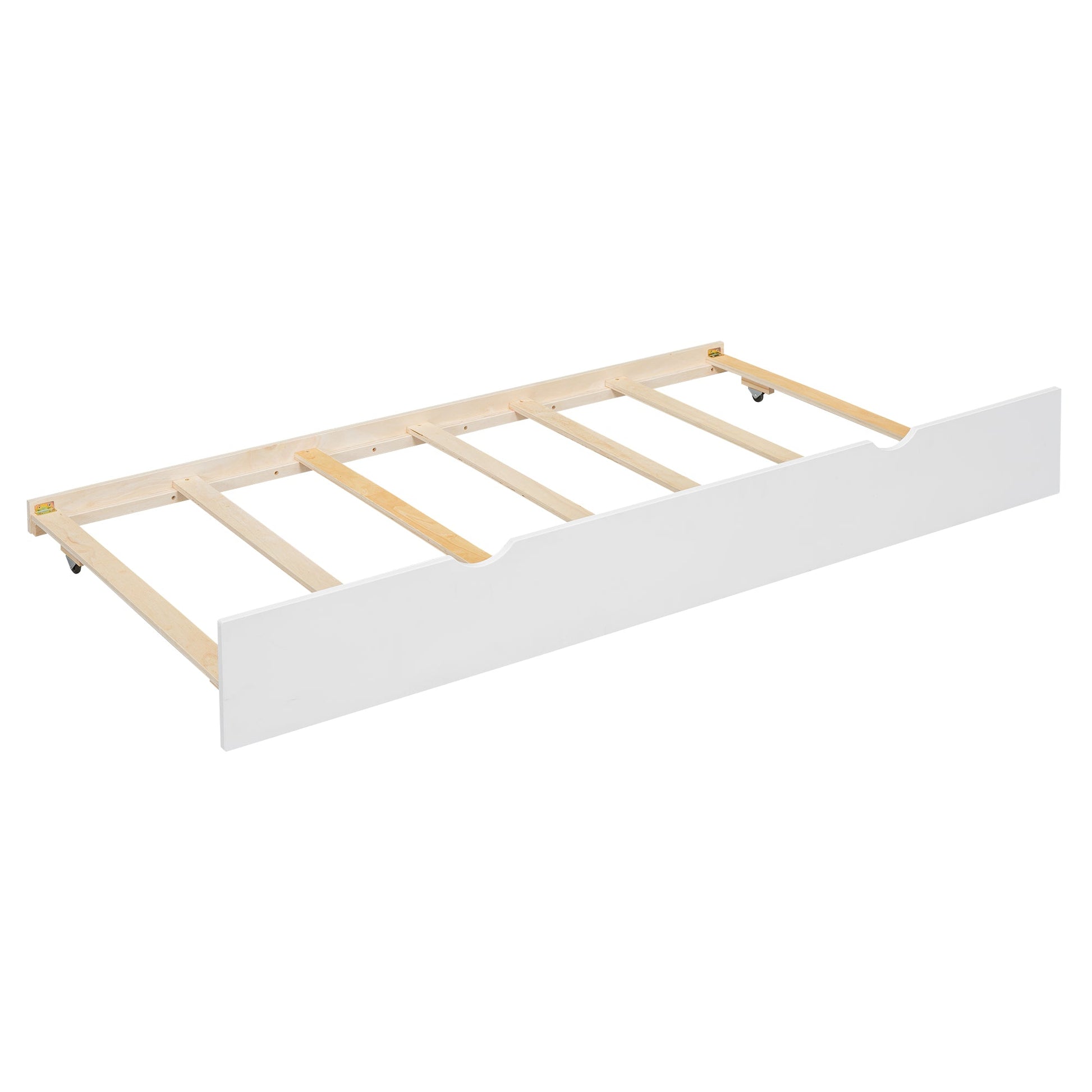 Twin over Twin House Bunk Bed with Trundle and Slide Storage Staircase Roof and Window Design  White - Korvel