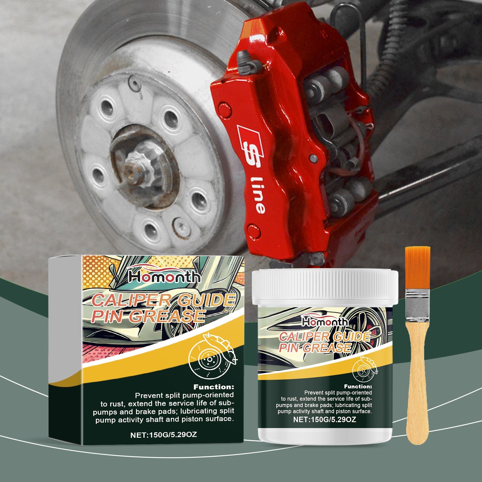 Automotive Brake Caliper Grease, Silicon-Based Lubricant Caliper Anti-Bite Maintenance Grease - Korvel