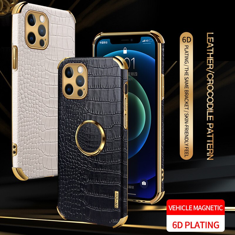 Luxury Crocodile pattern Leather Holder Phone Case For iPhone 11 12 13 Pro Max Mini X XR XSMax 7 8 Plus SE 2020 Shockproof Cover - Korvel