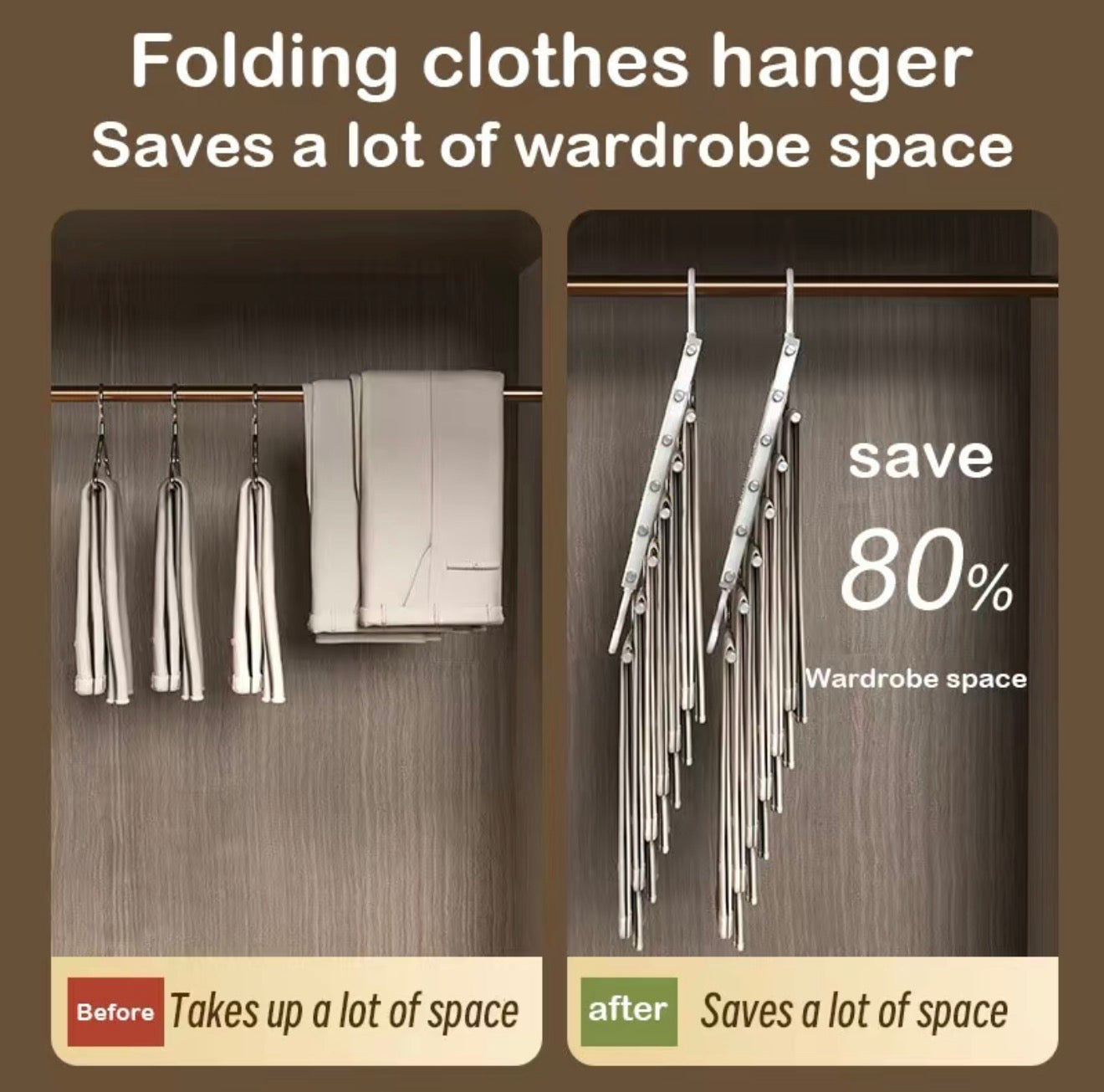 FoldSpace Pants Hanger - 6-Layer Space-Saving Organizer