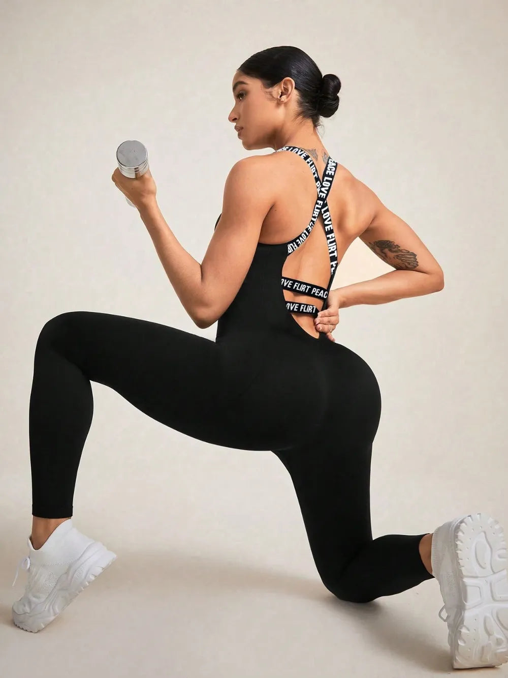 Crisscross Back Sleeveless Active Jumpsuit - Korvel