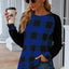 Plaid Round Neck Long Sleeve T-Shirt - Korvel