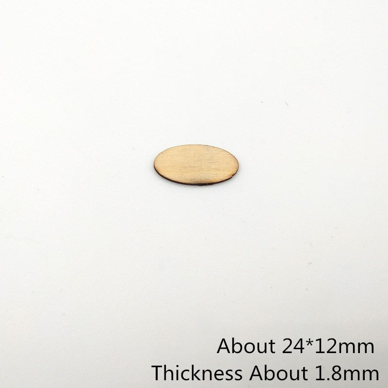 100pcs Elliptic Natural Wooden Chips Crafts For Handmade Card Diy Pattern Tag Scrapbooking Embellishment Wood Making - Korvel