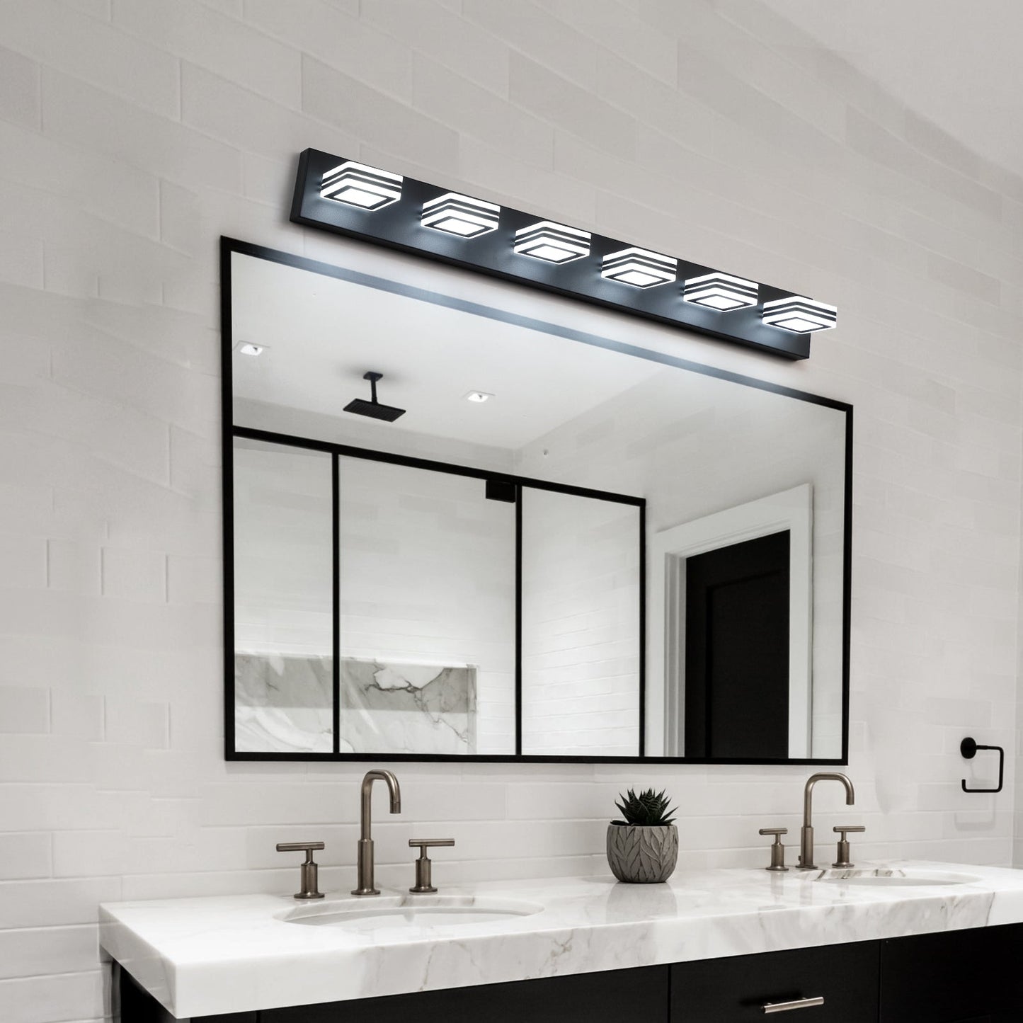 Luces de tocador modernas LED negras - Apliques de baño de 6 luces