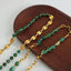 Collier en Chaîne de Perles d'Agate Élégant en Acier Titane Plaqué Or