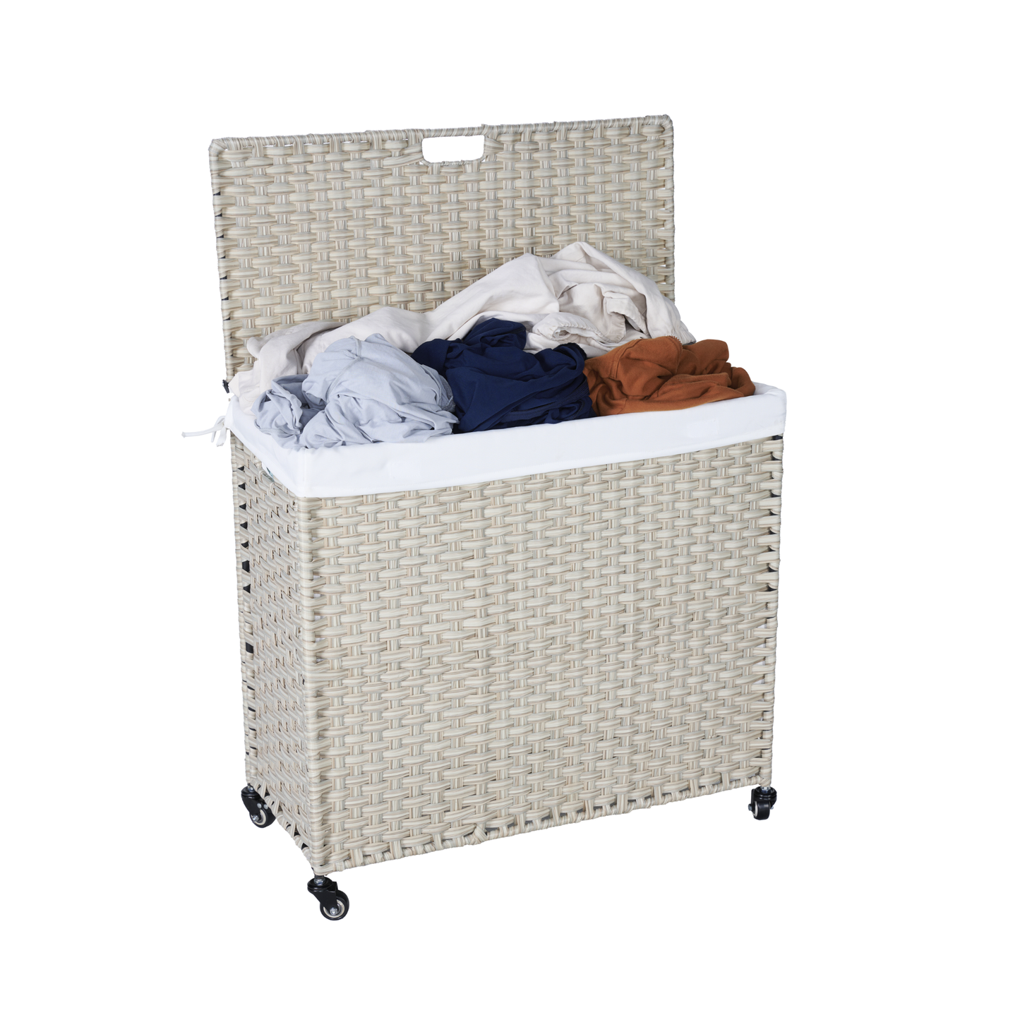 Premium Laundry Hamper with Lid and Wheels - 160L Grey