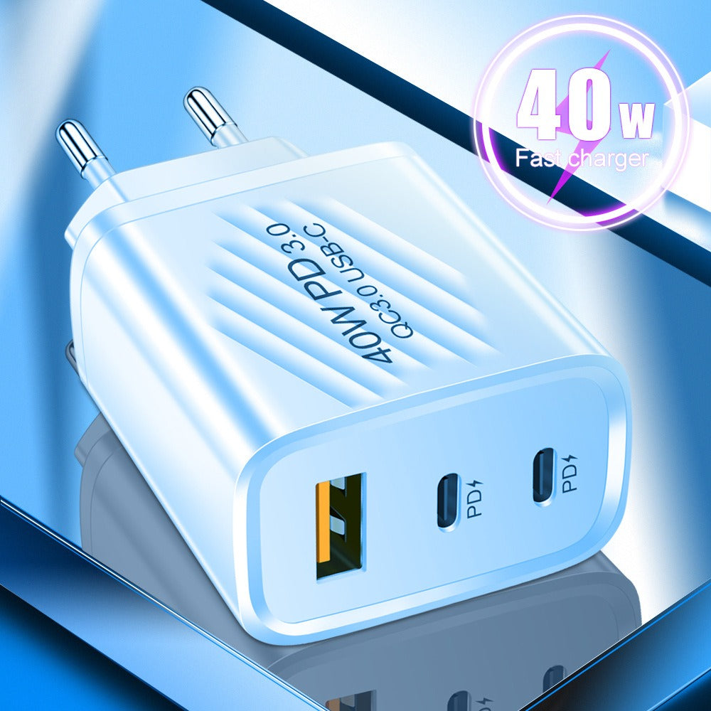 40W Dual PD+USB Fast Charging Adapter