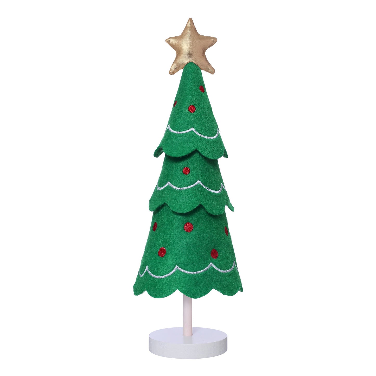 Cute Christmas Tree Fabric Wooden Display Window Desktop Christmas Embroidery Snowflake Decoration - Korvel