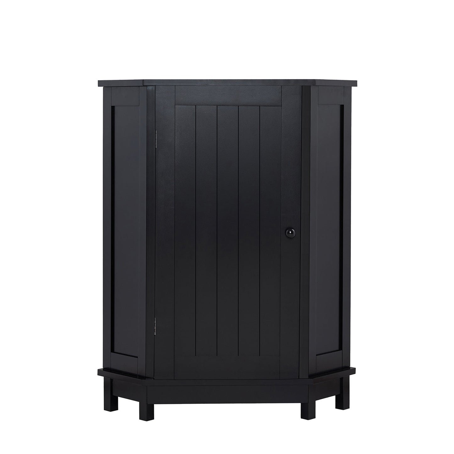 Black Bathroom Cabinet Triangle Corner Storage Cabinet with Adjustable Shelf Modern Style MDF Board - Korvel
