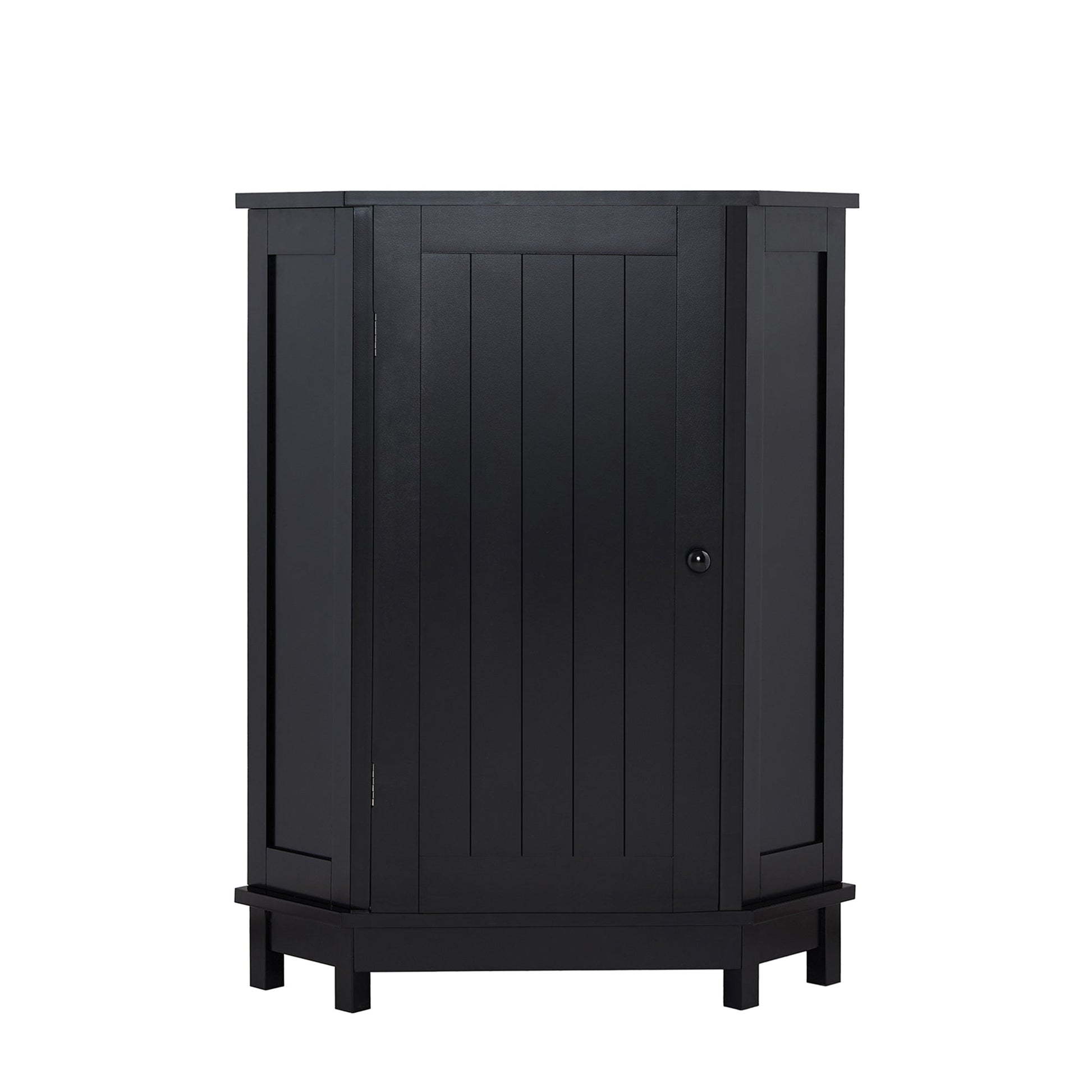 Black Bathroom Cabinet Triangle Corner Storage Cabinet with Adjustable Shelf Modern Style MDF Board - Korvel