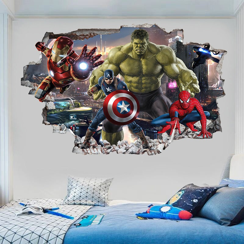 Marvel League of Legends Captain America Iron Man Batman Hulk Boy Bedroom Living Room Decoration Self Adhesive Wall - Korvel