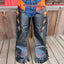Chaps de bull riding pour adultes - Petit - Bleu/Noir/Argent