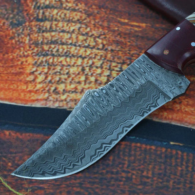Premium Hunting Knife – 8.5" Handcrafted Damascus Steel with Unique Pine Cone Resin Handle - Korvel