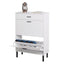 Independent shoe rack storage box with drawers and metal legs, modern shoe cabinet with 2 flippable drawers - Korvel